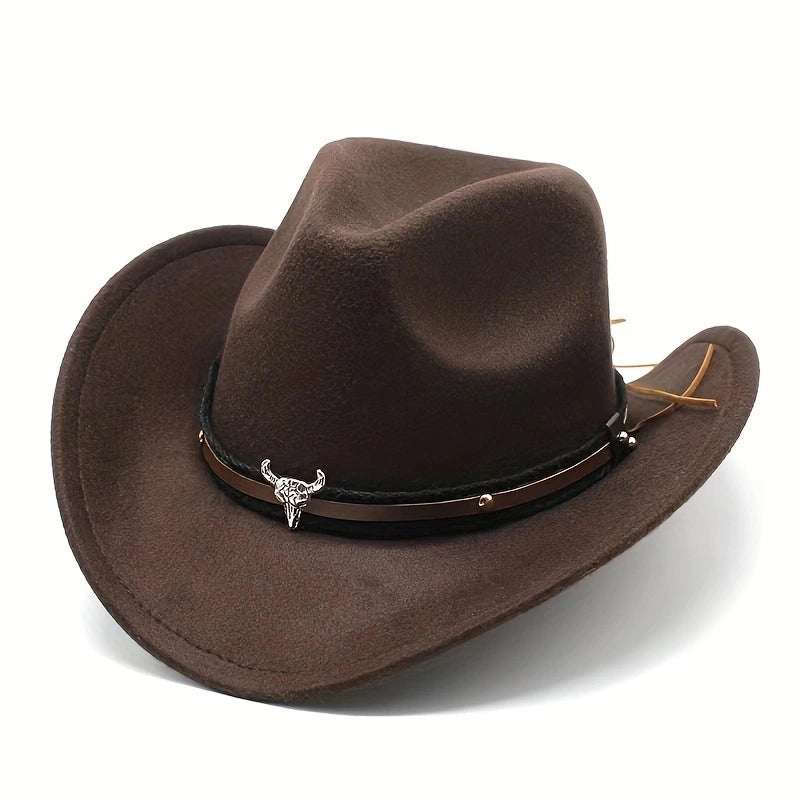 Tibetan Curling Top Hat Western Cowboy Hat Tibetan Felt Hat New Cow Head Grassland Plateau Ethnic Style Outdoor Hat