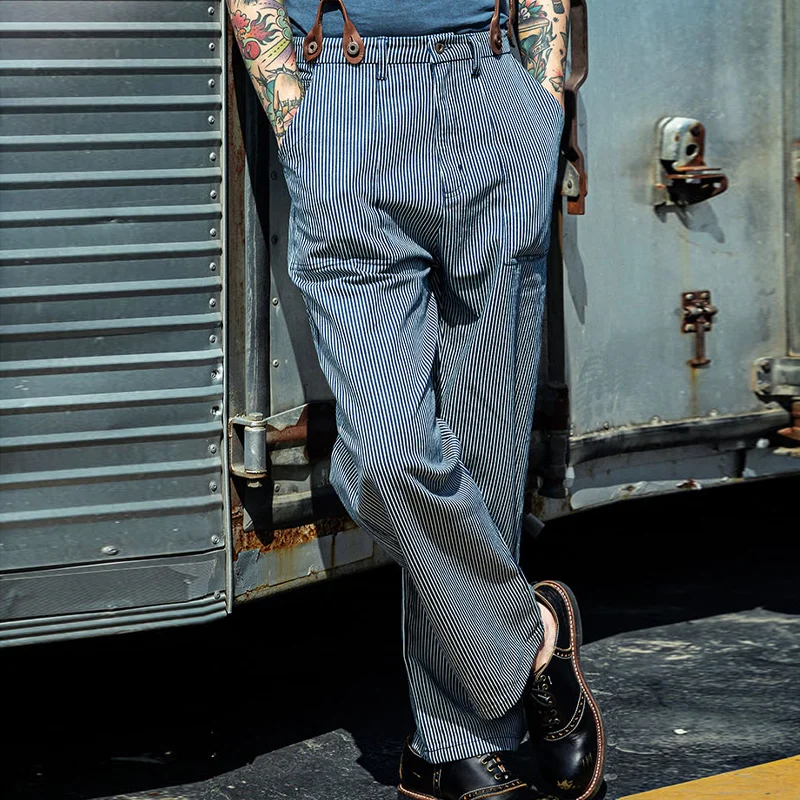 American Retro Painters Stripe Loose Casual Pants