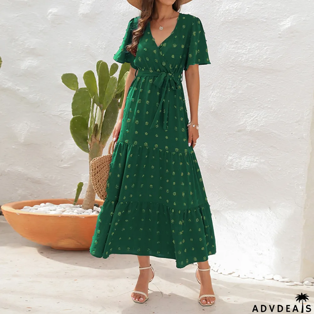 Women's Elegant V Neck High Waist Camisole Casual Fashion Maxi Dress