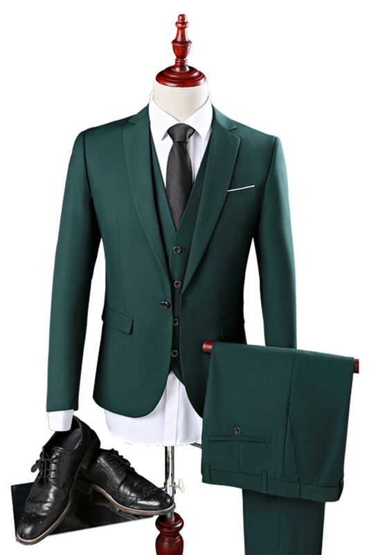 Prom Guest Suit Unique Notch Lapel Men's Wear Three Pieces Green - lulusllly