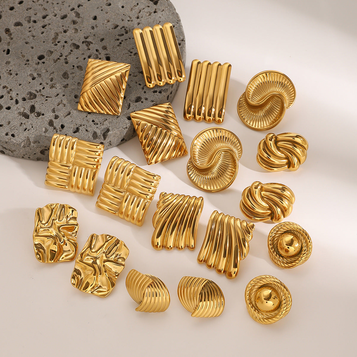 Jie Ding Stainless Steel Geometric Earrings Niche Ins Earrings Titanium Steel Earrings Earrings