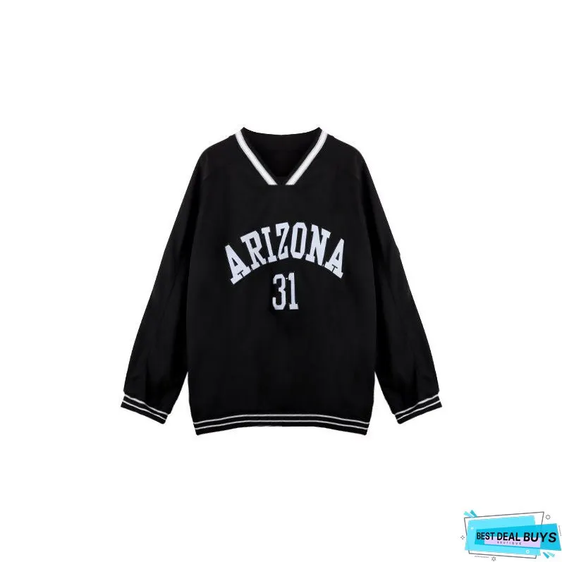 Womens Casual Necks Long Sleeves Loose Pullovers Spring Autumn Letters Print Pullover Top