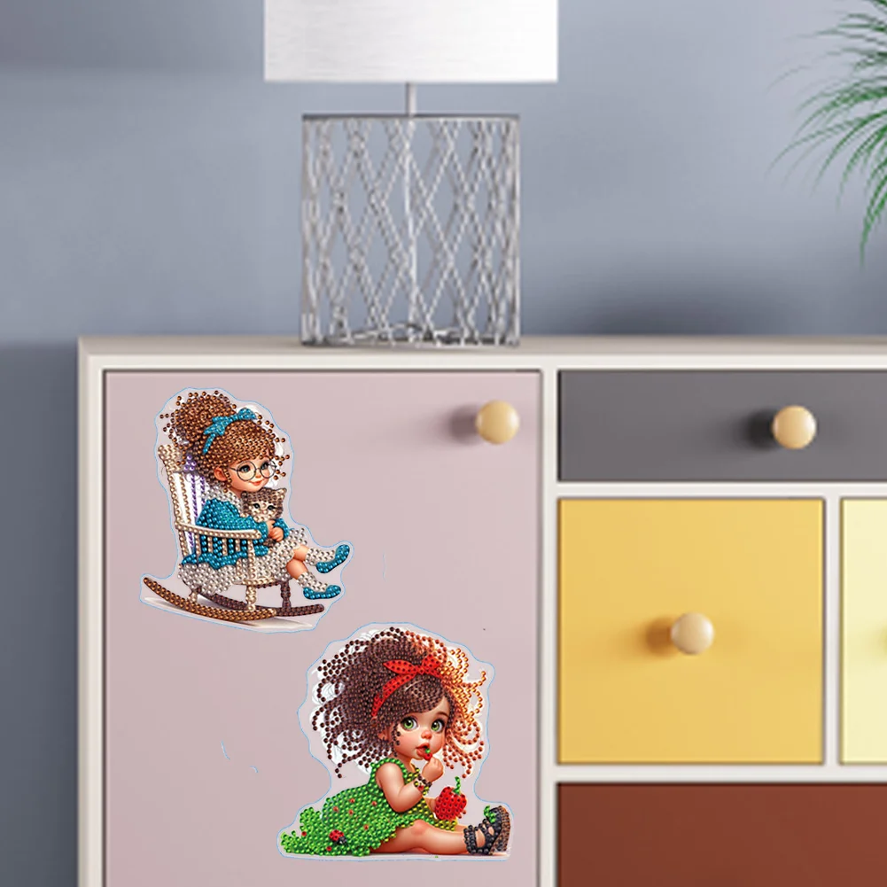 8Pcs 5D Diamond Painting Sticker Kit Diamond Art Stickers for Adults (Girl)