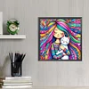 Fille Et Petit Chat Blanc-AB Rond Drill Diamond Painting-45*45CM