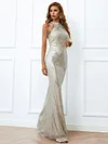Evening Sleeveless Wrap Sequined Dress