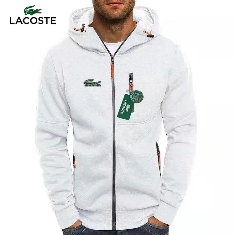 &Uacute;j f&eacute;rfi tavaszi &eacute;s őszi sportdzseki kapucnival a Lacoste-t&oacute;l.