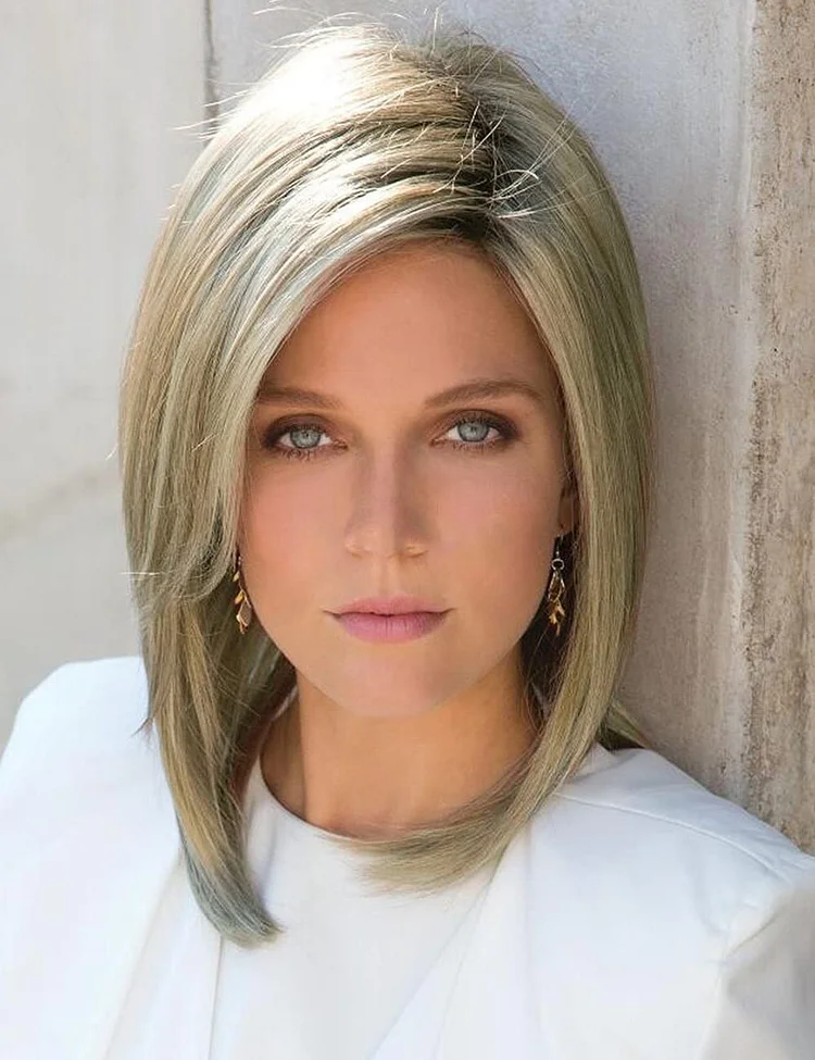 Medium Length Blonde Bob Wigs for White Women