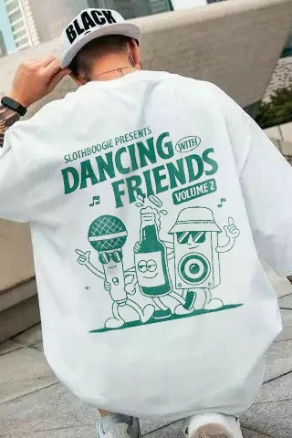 DANCING FRIENDS Graphic Printing Men's Short-sleeved T-shirt