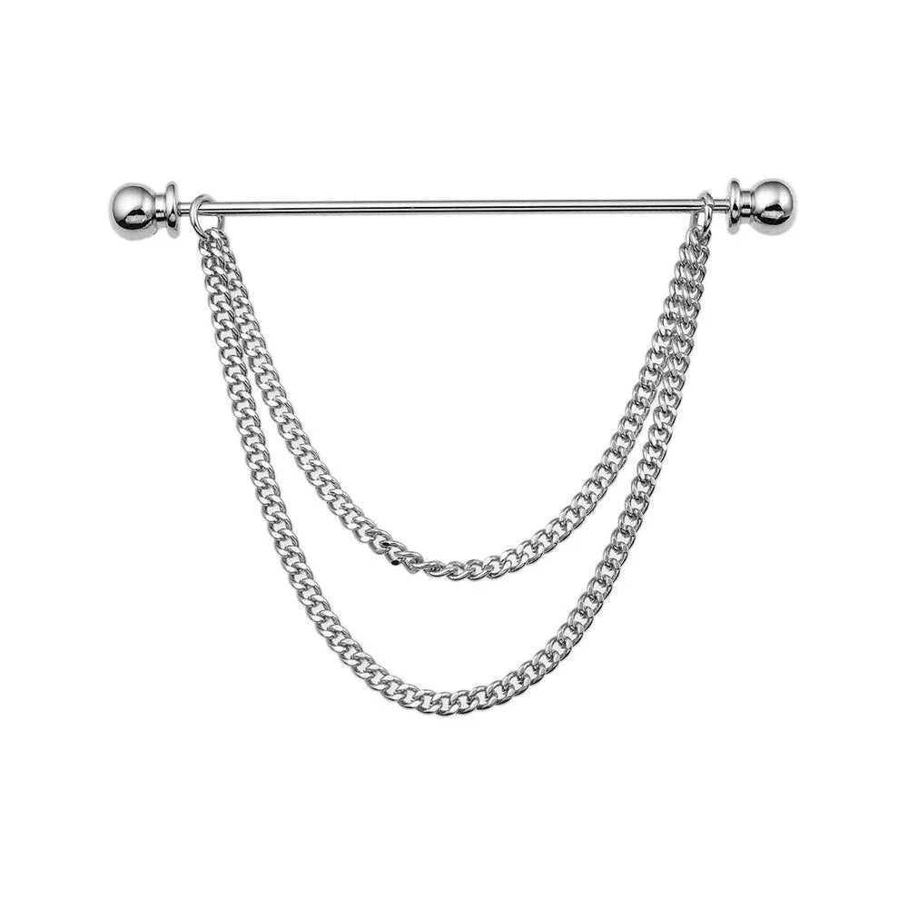 Collar Needle Round Ball One-word  Metal Chain Fringed Men's Brooch French Shirt Neck Corner Buckle High Quality Copper Gifts