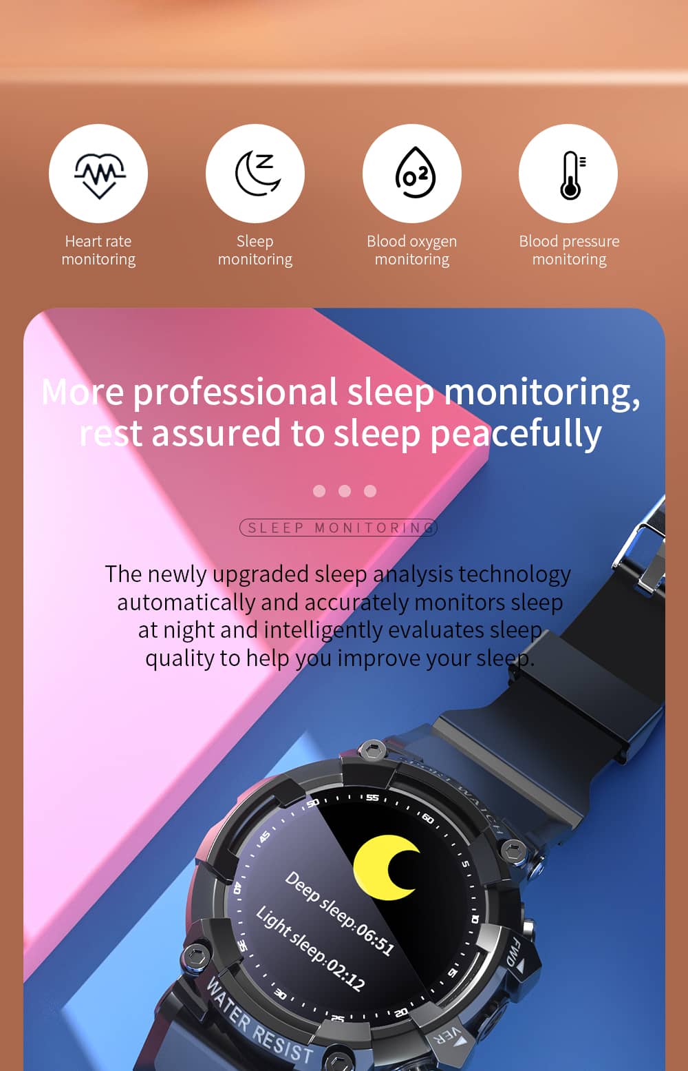 Smart Watch with Bluetooth Call ECG Heart Rate Blood Pressure Blood Oxygen Monitoring - Findtime