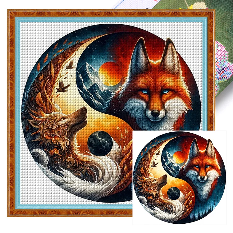 Tai Chi Yin Yang-Fox (45*45cm) 11CT Stamped Cross Stitch gbfke