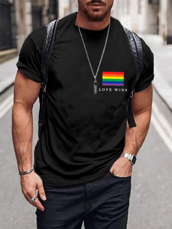 Men's Love Wins Pride Month Rainbow Casual Tee