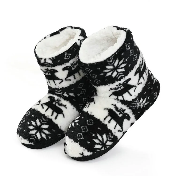 Furry Women Slippers Warm Plush Christmas Indoor Home Reindeer Shoes shopify Stunahome.com
