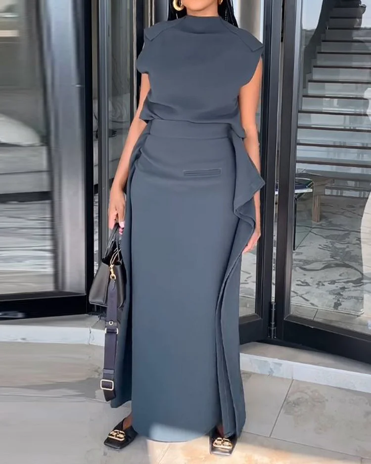Commuting leisure solid color two-piece suit
