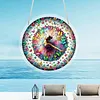 (18.5cm)DIY Acrylic Jigsaw Puzzle Window Hanging with Hanging Chain DIY Stained Glass Decoration Round Window Puzzle Decor for DIY Craft Project (Butterfly Beauty)