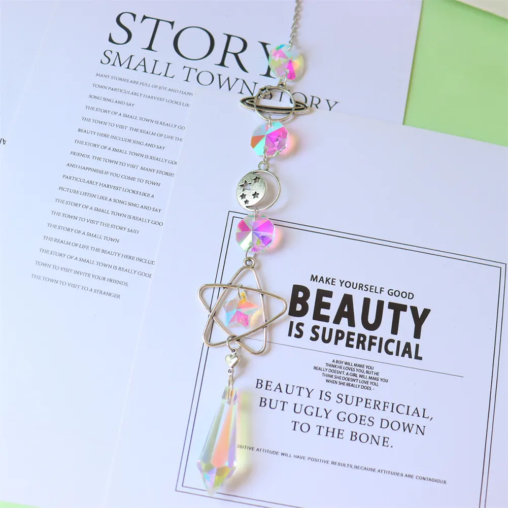 Crystal Wind Chime Prism Catchers Ornament Curtain Home Garden Pendant (C)