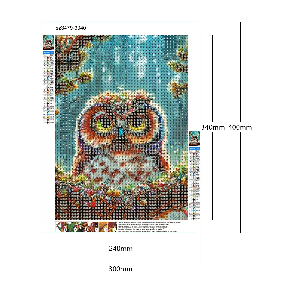 Full Round Diamond Painting 30*40cm - Owl On A Branch