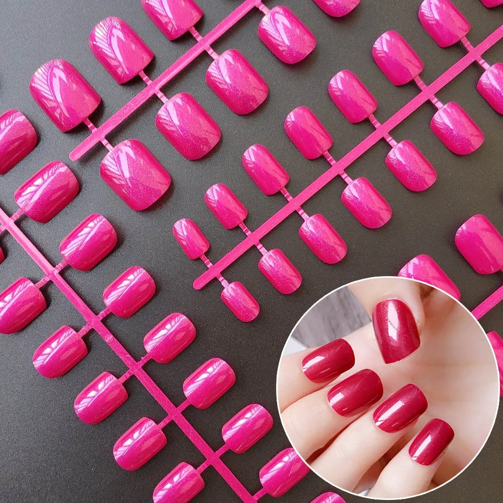 5 Sets Of 24 Pieces Per Unit Round Colored False Nails Tips Full Cover 10 Size Fake Nails For DIY Acrylic Press On Nail Tips-Nail Inspo