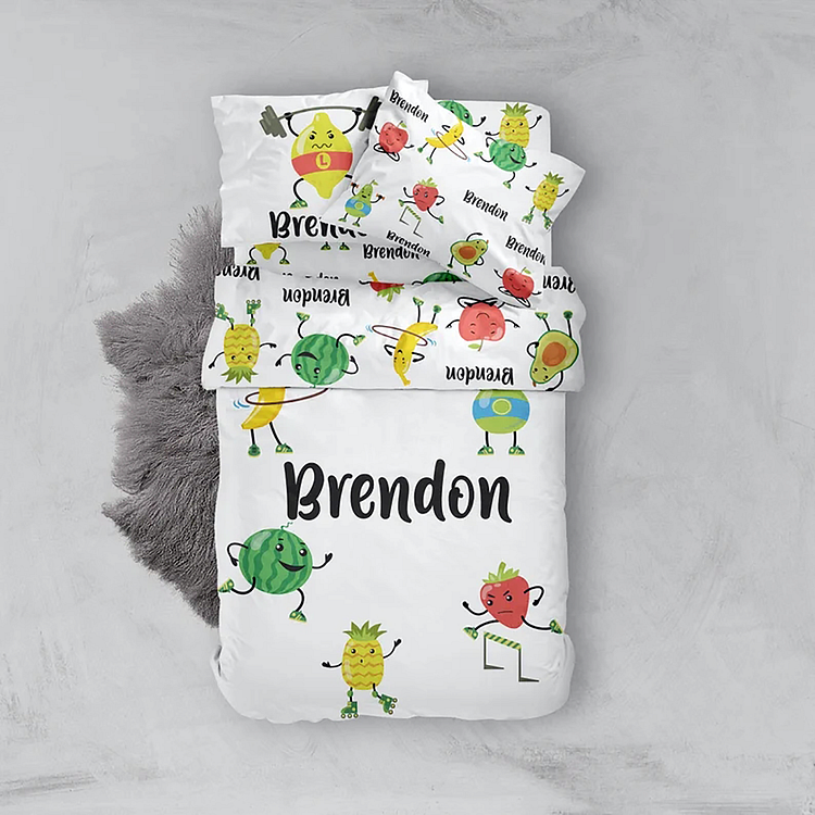 BlanketCute-Personalized Lovely Bedroom Fruit Bedding Set with Your Kid's Name