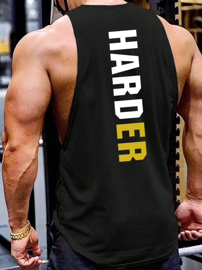 Men's Harder Letter Art Print Tank Top