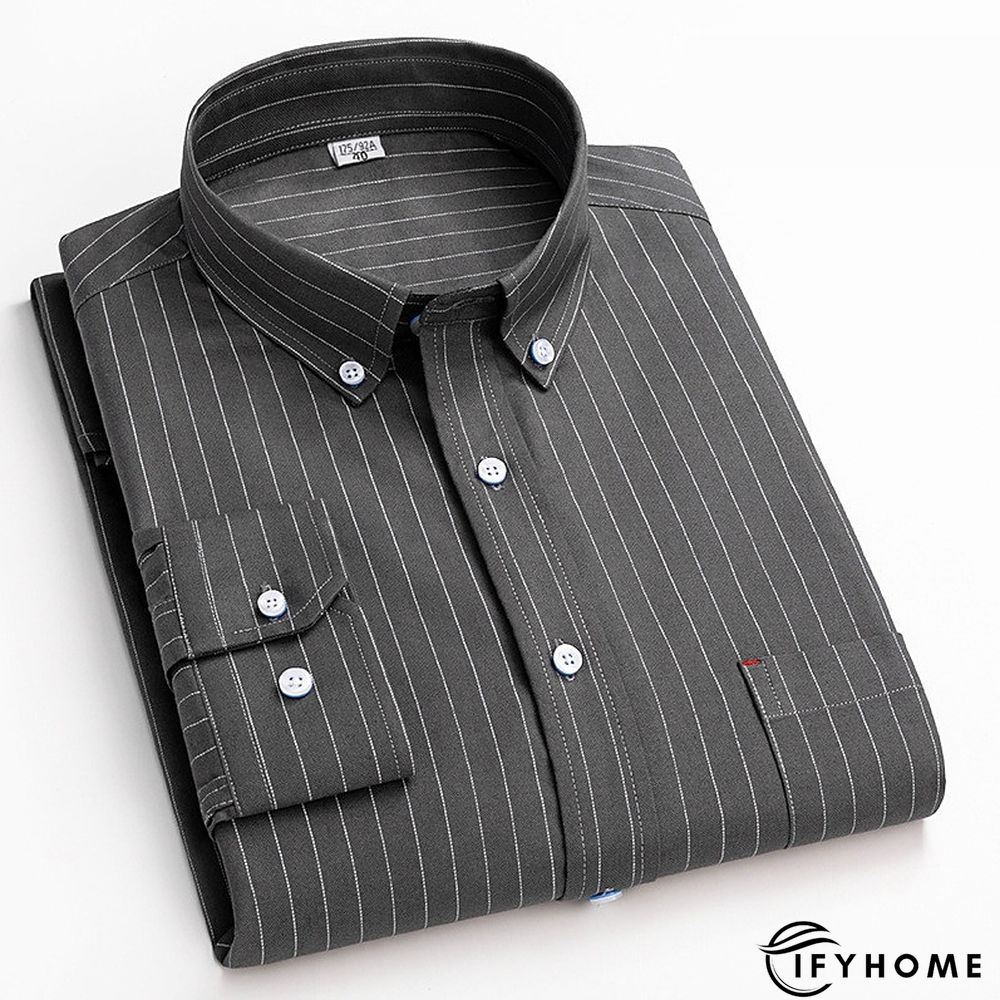 Men's Denim Shirt Turndown Spring &  Fall Long Sleeve A B C Plaid / Striped / Chevron / Round Daily Wear Clothing Apparel Print | IFYHOME