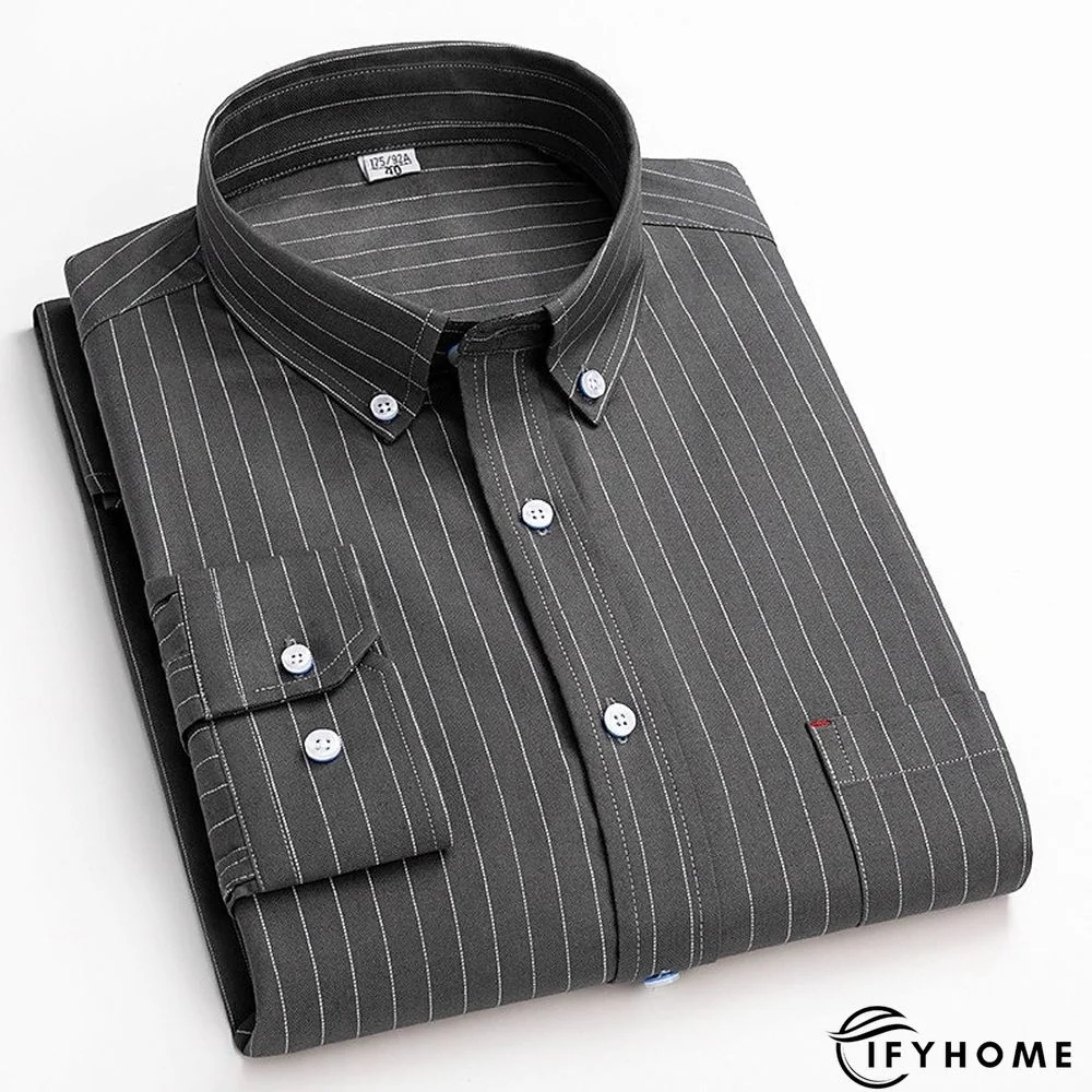 Men's Denim Shirt Turndown Spring &  Fall Long Sleeve A B C Plaid / Striped / Chevron / Round Daily Wear Clothing Apparel Print | IFYHOME