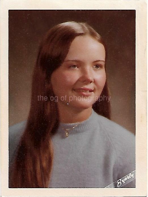 School Girl FOUND Photo Poster painting ColorOriginal Portrait VINTAGE 06 22 G