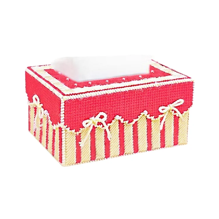 Cross Stitch Tissue Box Embroidery Needlecrafts Kit for Kids Adults (Red) gbfke