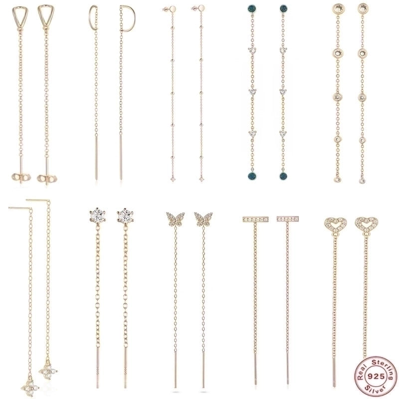 1 Pair 925 Sterling Silver Geometric Solid Color Drop Earrings