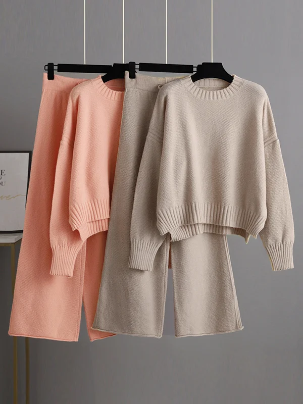 Urban Loose Long Sleeves Solid Color Round-Neck High-Low Sweater Tops ...