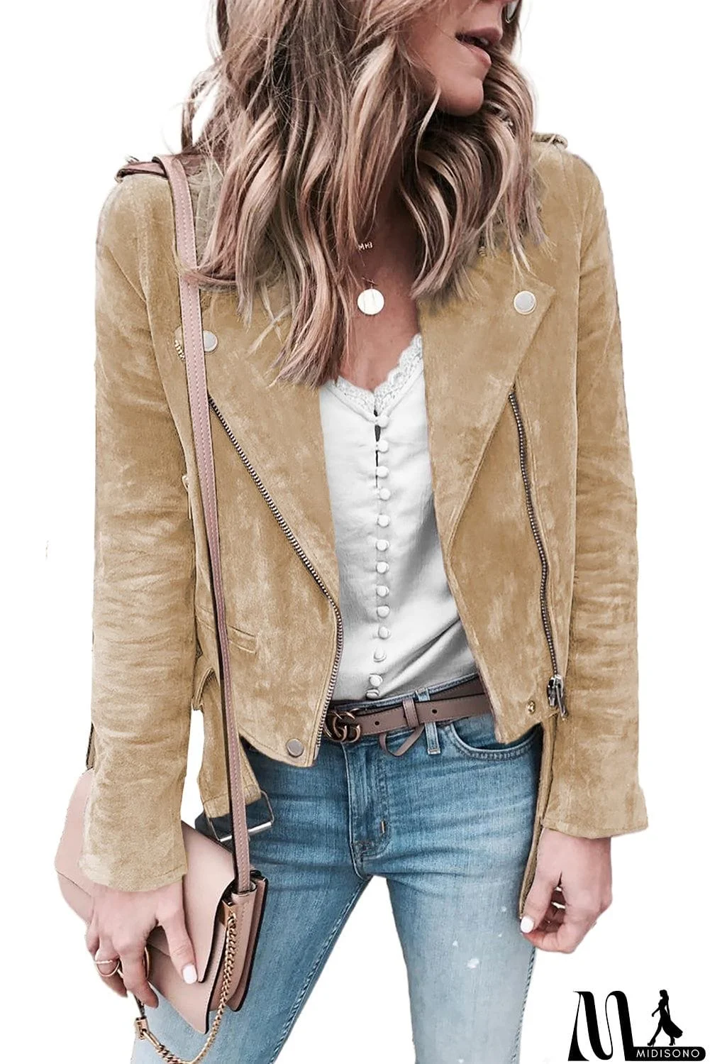 MidiSono - Suede Moto Jacket