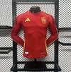 2024-2025 Player Version Spain Home Long Sleeve Soccer Shirt
