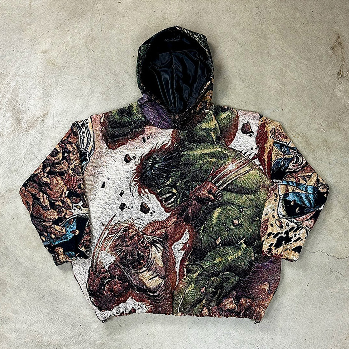 Cartoon Monster Print Long Sleeve Hoodies