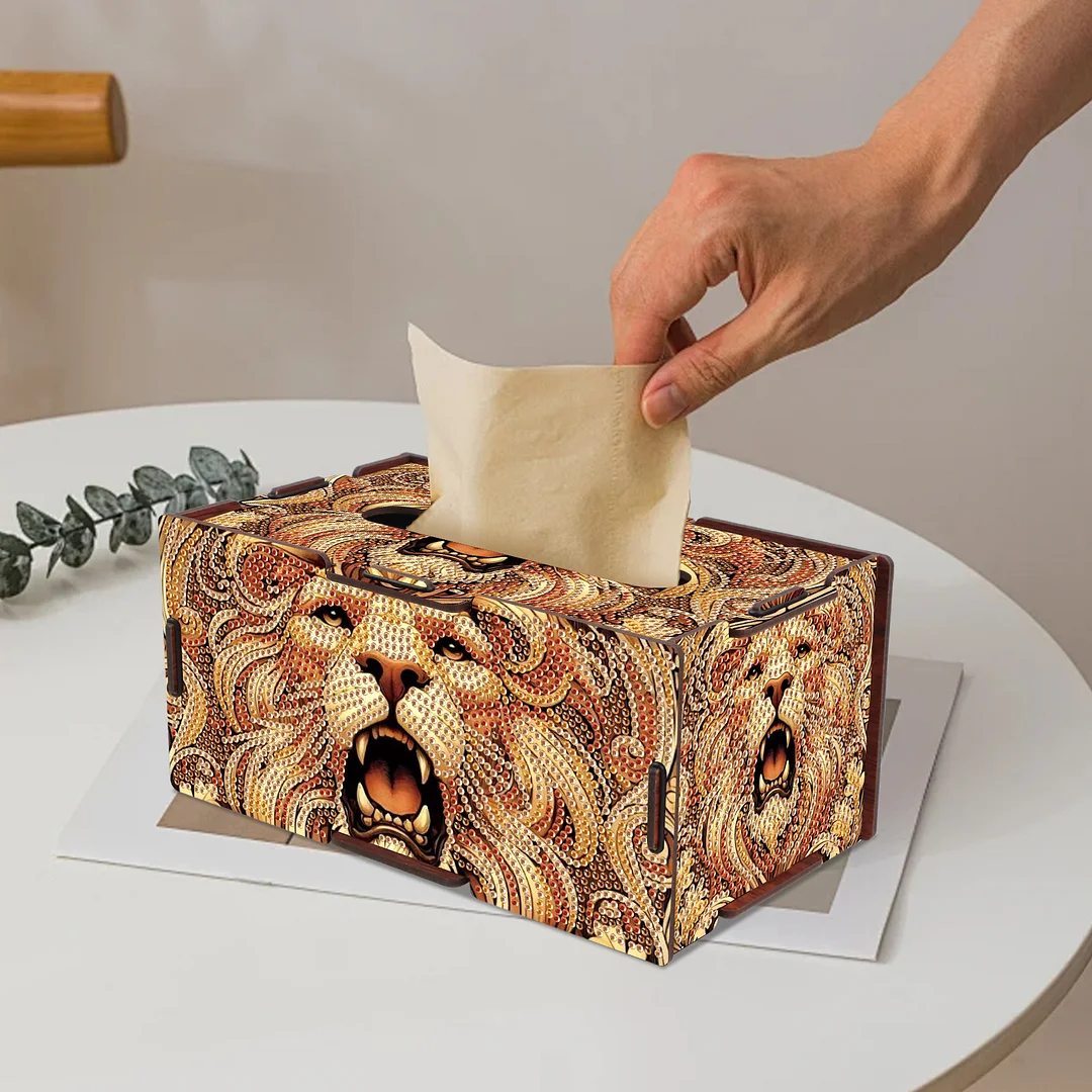 Wooden Diamond Painting Tissue Box for Home and Office Decoration (ZJH023)