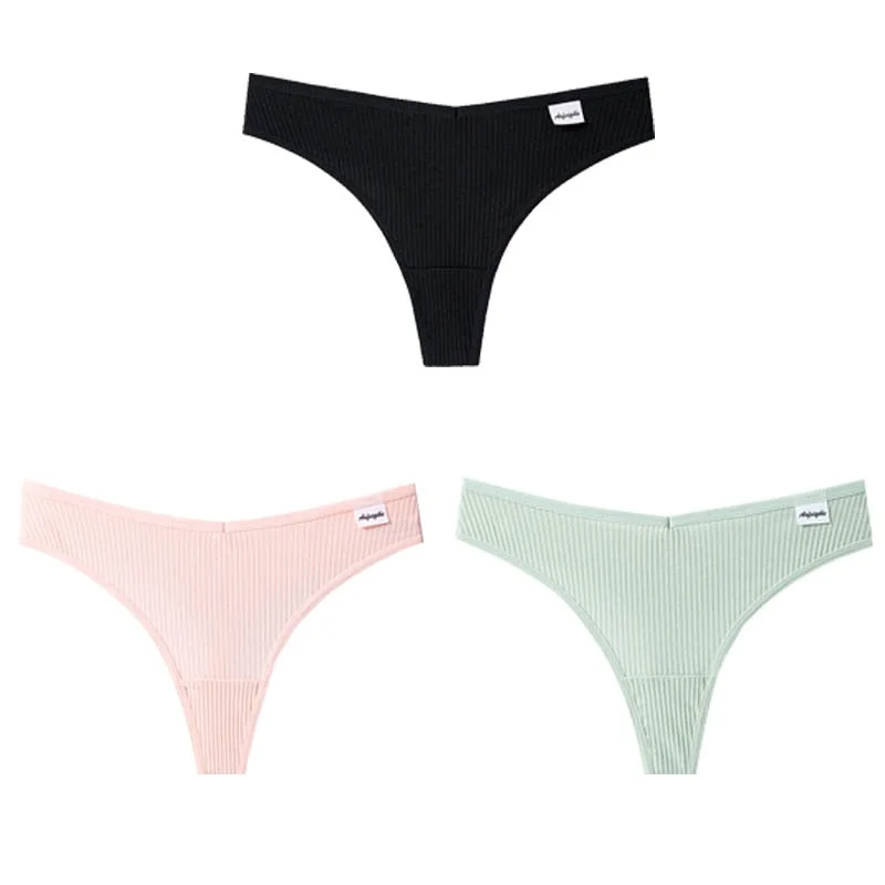 CINOON 3Pcs/Lot V Waist Cotton G-String Thong Panties String Underwear Women Briefs Sexy Lingerie Pants Low-Rise Ladies Intimate