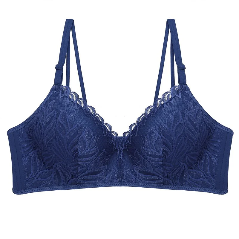 FINETOO Lace Bra B C Cup Bras Women Lingerie Wireless Bra Cotton Brassiere Deep V Sexy Underwear Embroidery Flowers Bralette Bra