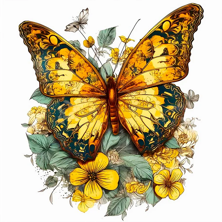 Orange Butterfly 40*40CM (Canvas) Full Round Drill Diamond Painting gbfke