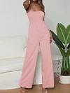 Solid Color Spaghetti-neck Jumpsuits