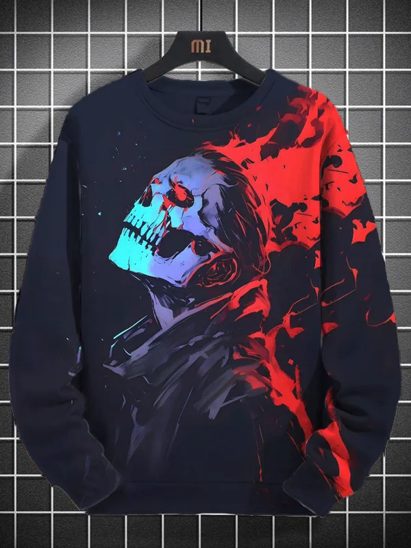 Men's Skull Dark Art Print Casual Sweatshirt