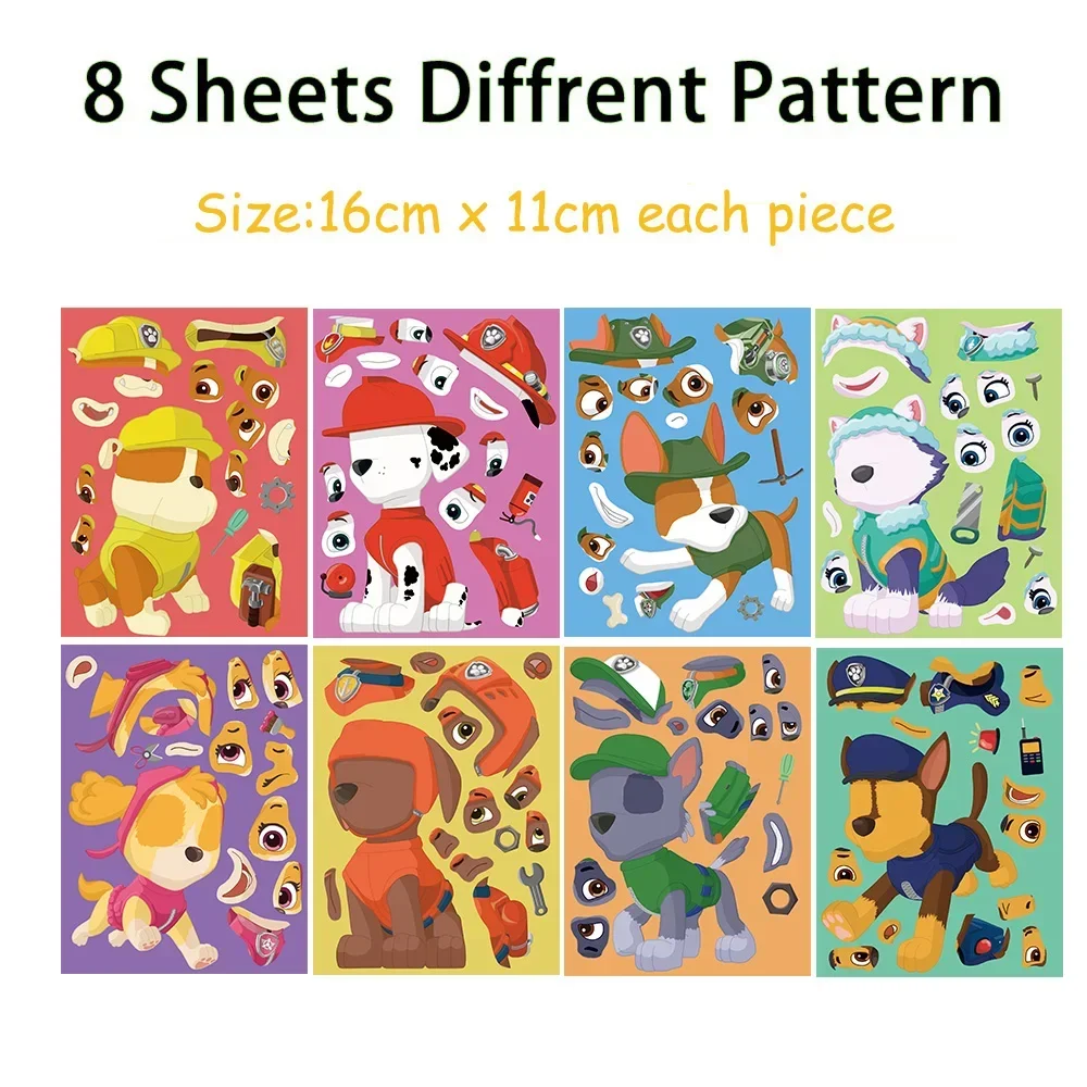 Tegooe 81648 Sheets Cartoon Dog Make-a-Face Puzzle Stickers - DIY Assemble Decals for Kids