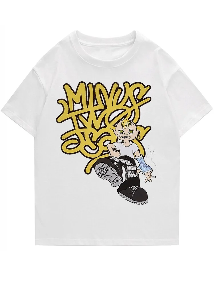 Y2k Retro Street Hiphop Harajuku Print Loose T-shirts
 at Hiphopee