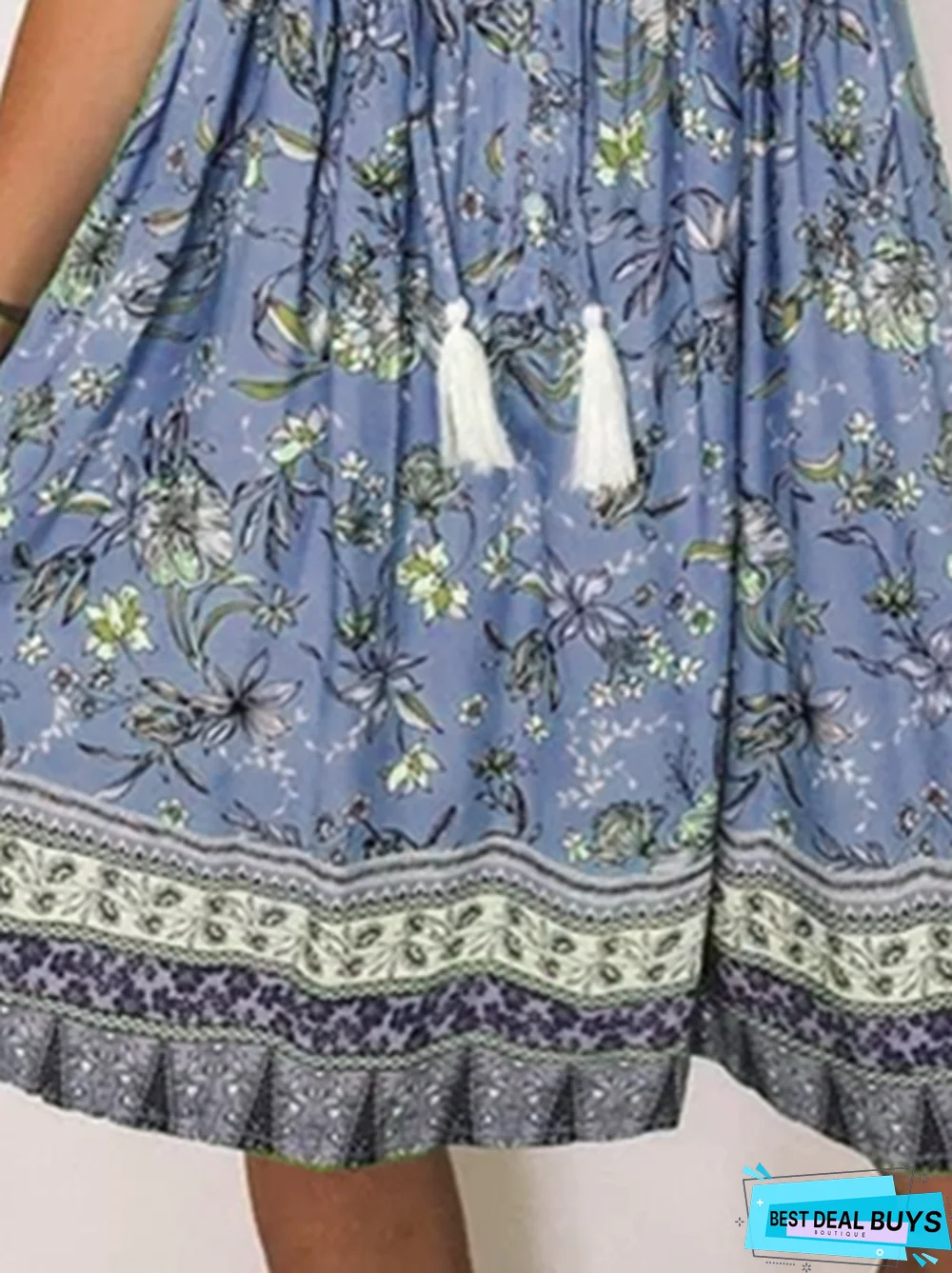 Boho A-Line V Neck Short Sleeve Weaving Dress