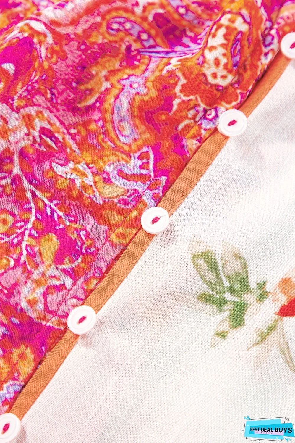 Boho Floral Buttoned Blouse