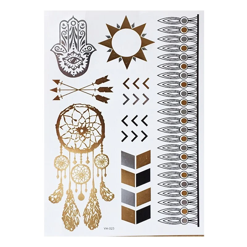 New Silver Body Art Flash Tattoos Indian Sexy Metallic Gold Tattoo Temporary Waterproof Tatoos Sticker