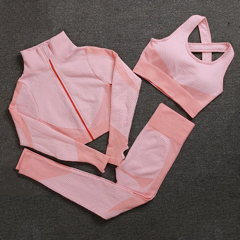 2pcs/3pcs Seamless Sport Sets Women High Stretchy Outdoor Running Gym suits for women Bra Leggings And Top two piece set women
