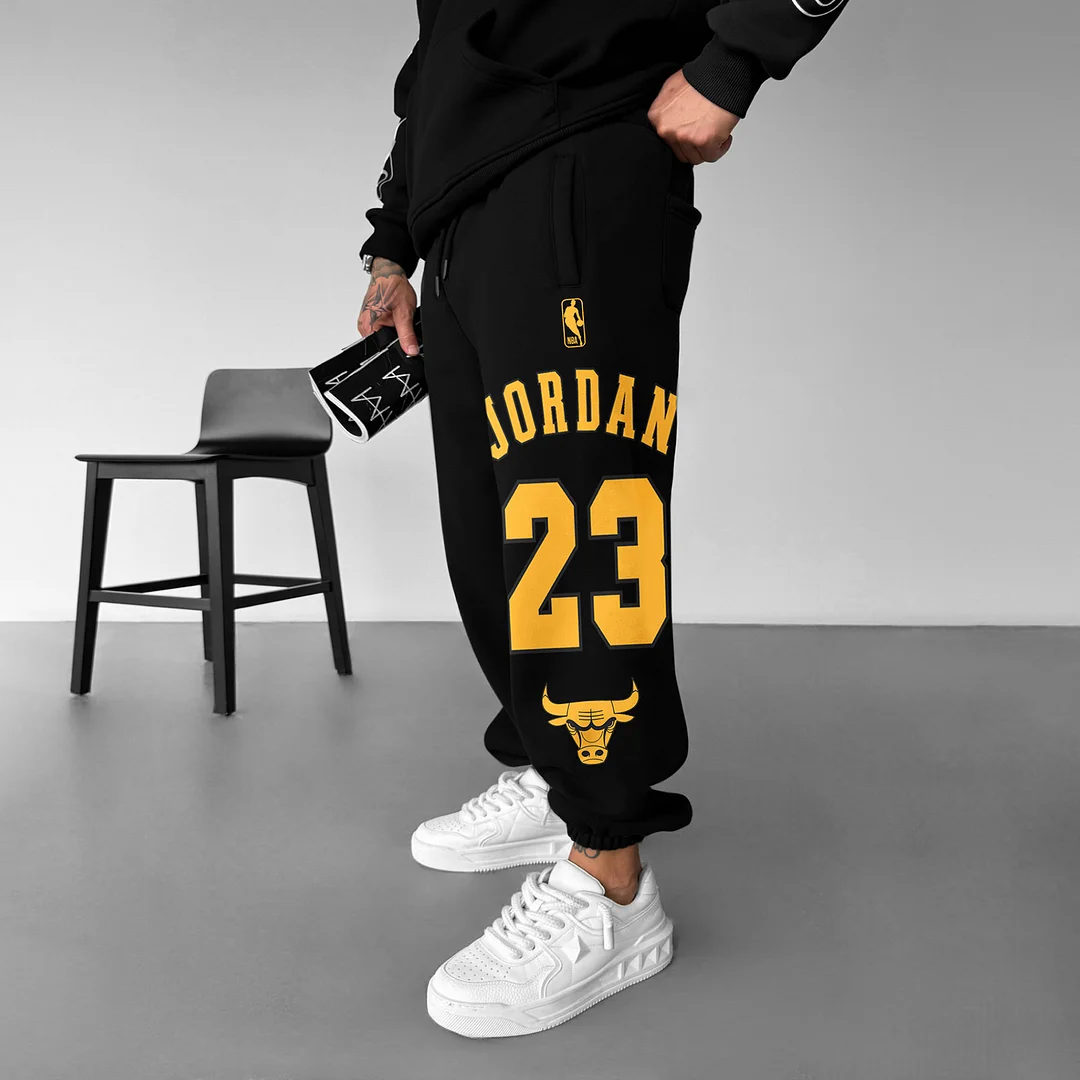 Men's Street Style Basketball Print Sweatpants、、URBENIE