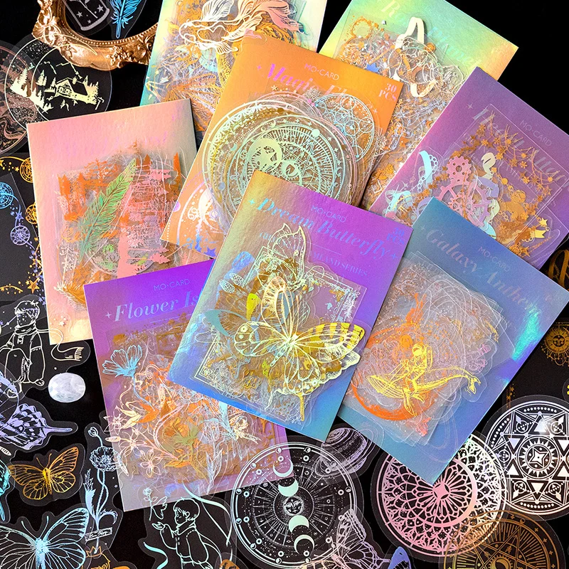 240 pieces, a total of 8 types of double color laser lottery cash hand account DIY decorative stickers-Himinee.com