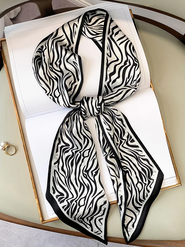 Vintage Animal Stamped Silk Imitation Scarf
