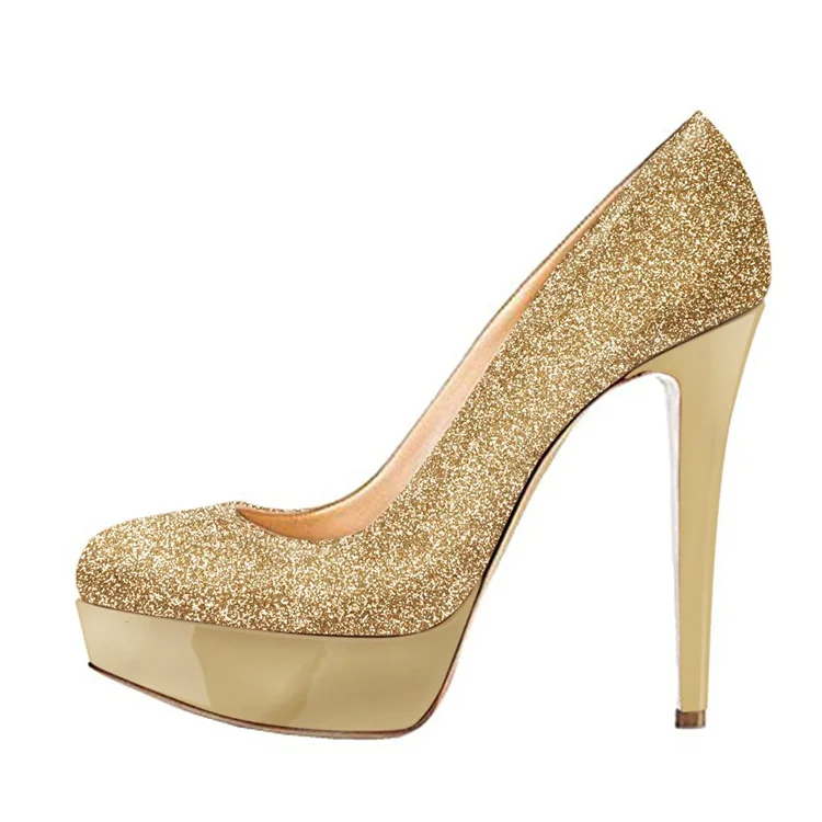 Gold pumps heels shoes for women glitter pumps high heels platform
