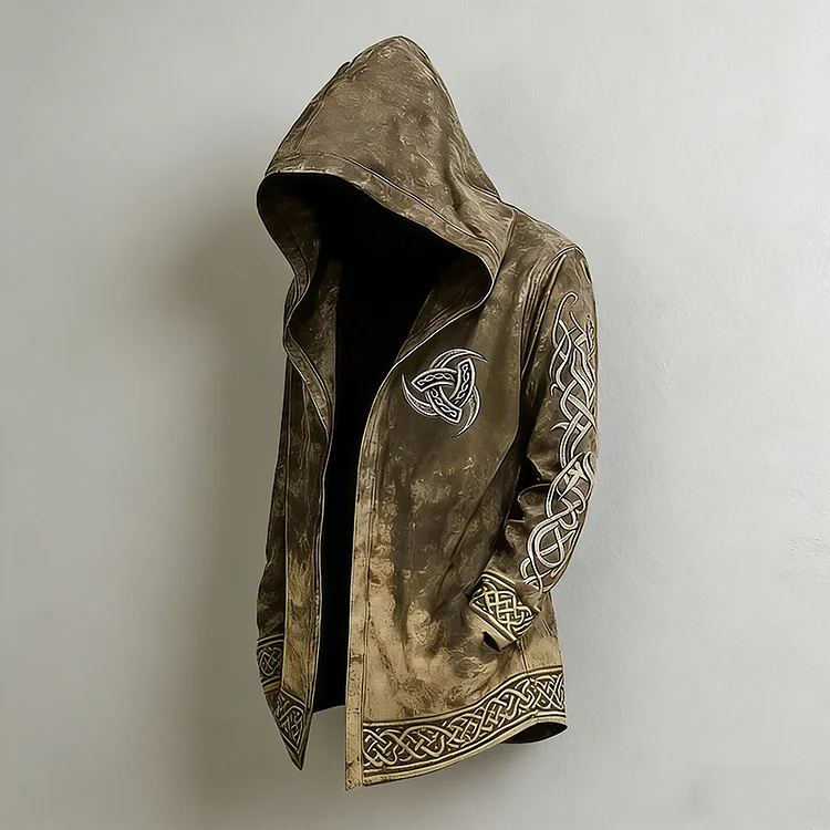 Men's Vintage Viking Celtic Skull Hooded Cardigan
